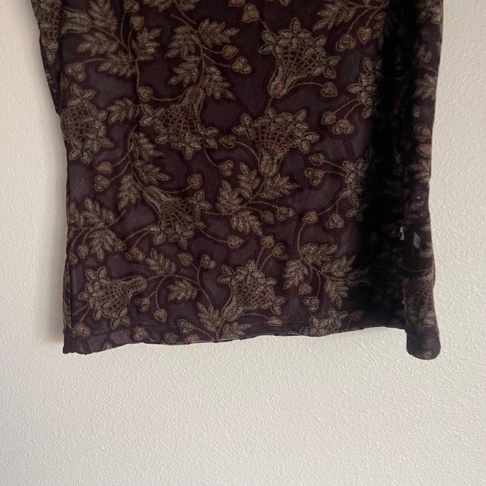 Vintage Abahouse Devinette Semi-Sheer‎ Brown Floral Camisole - Picture 10 of 12
